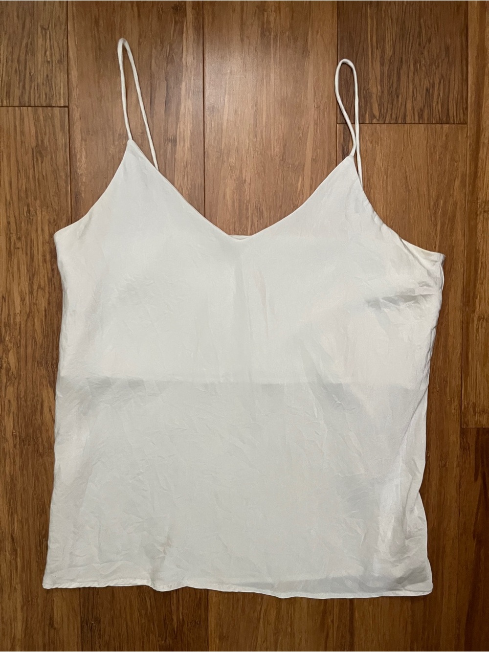 White Satin V-Neck Camisole Tank Top